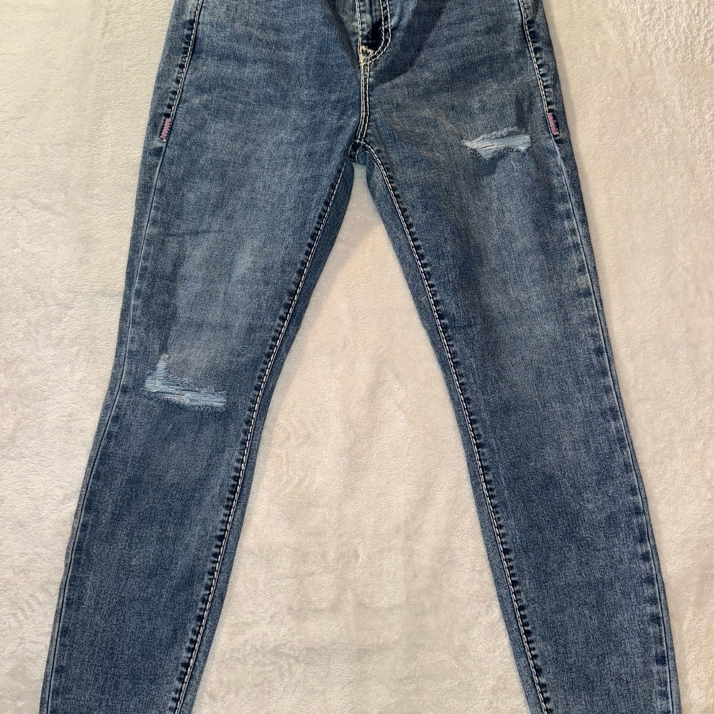 True Religion Blue Distressed Skinny Jeans